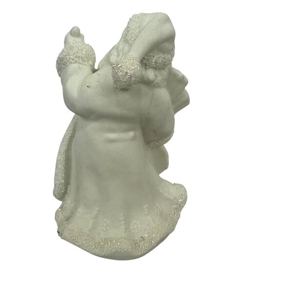K’s Collection White Ceramic Santa Figurines Glitter Accents Set Of 4 Christmas - Picture 3 of 14